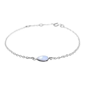 Single teardrop rainbow moonstone chain bracelet