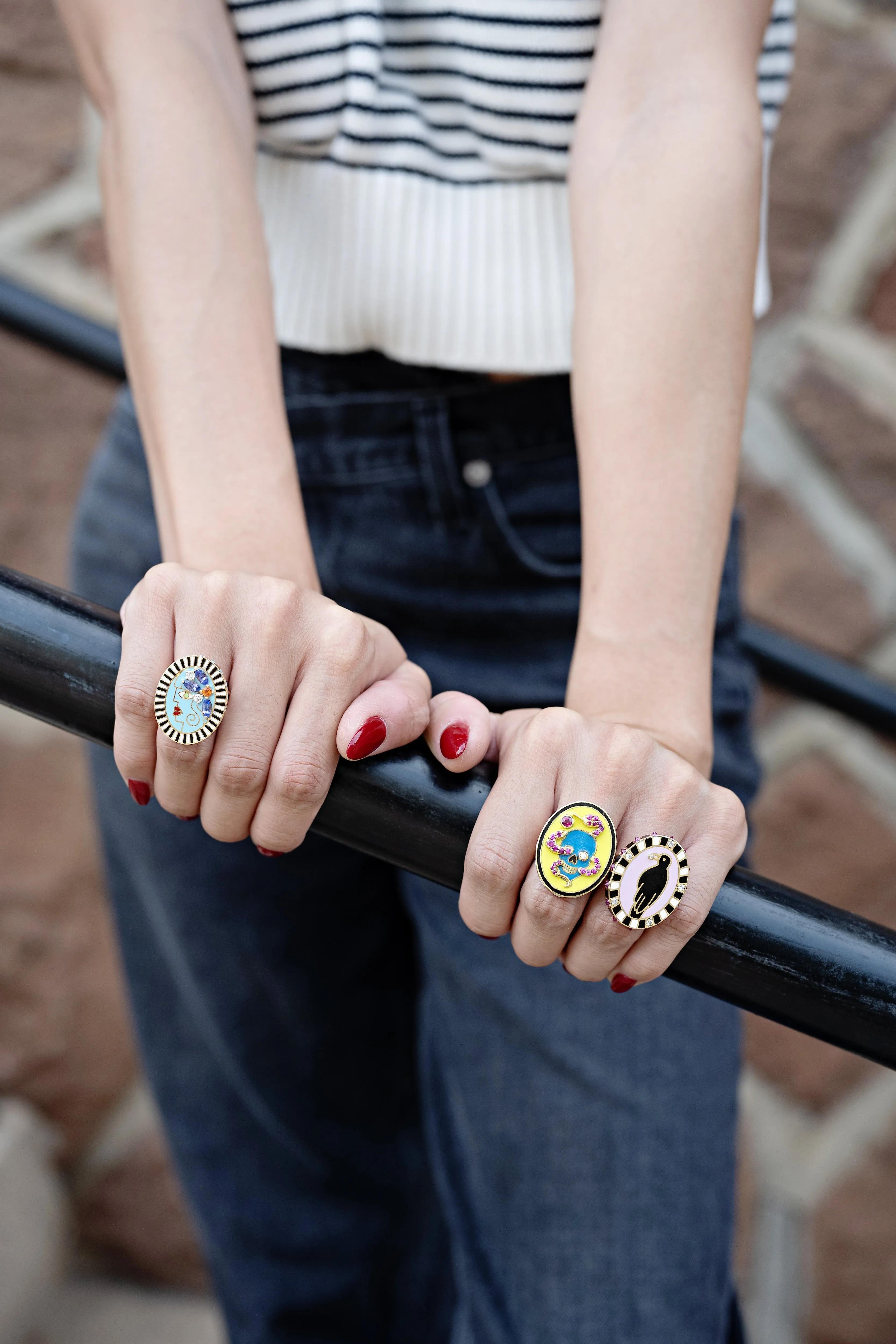 Skull & Snake Enamel Ring