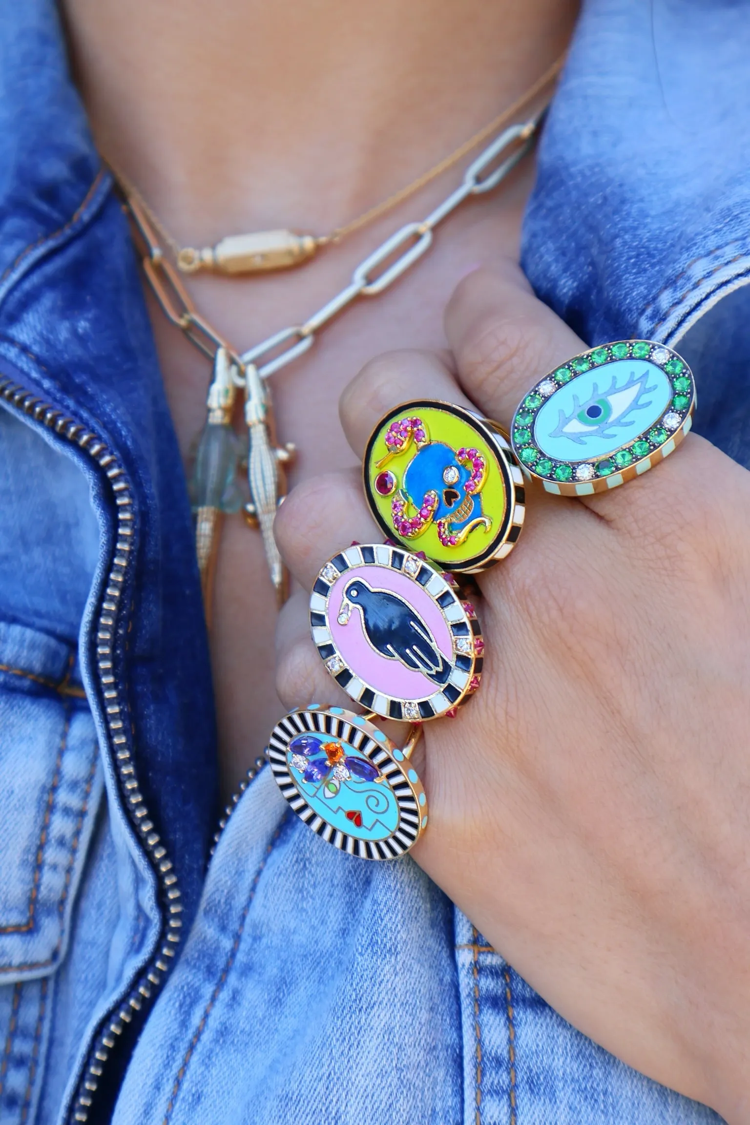 Skull & Snake Enamel Ring