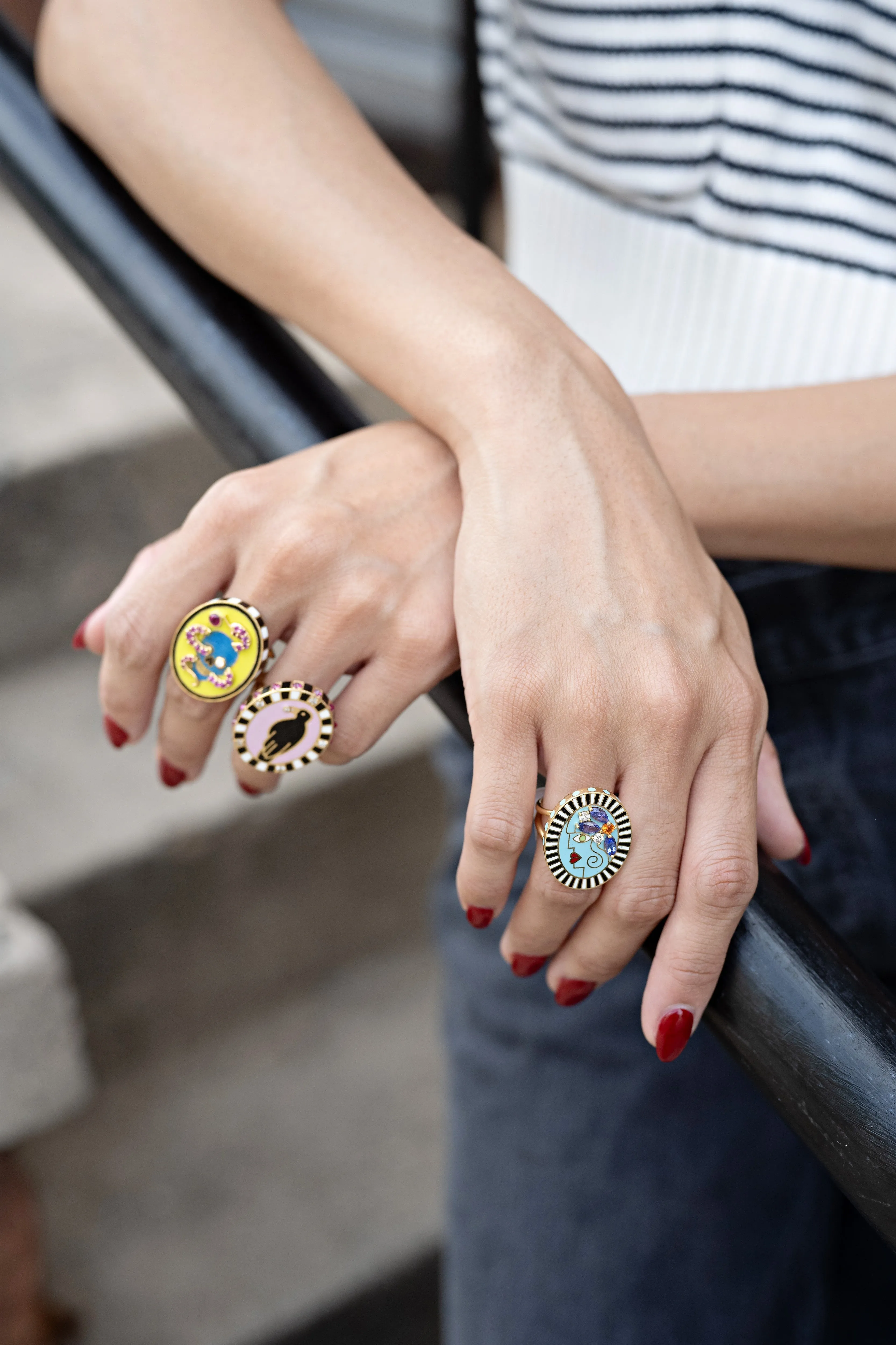 Skull & Snake Enamel Ring