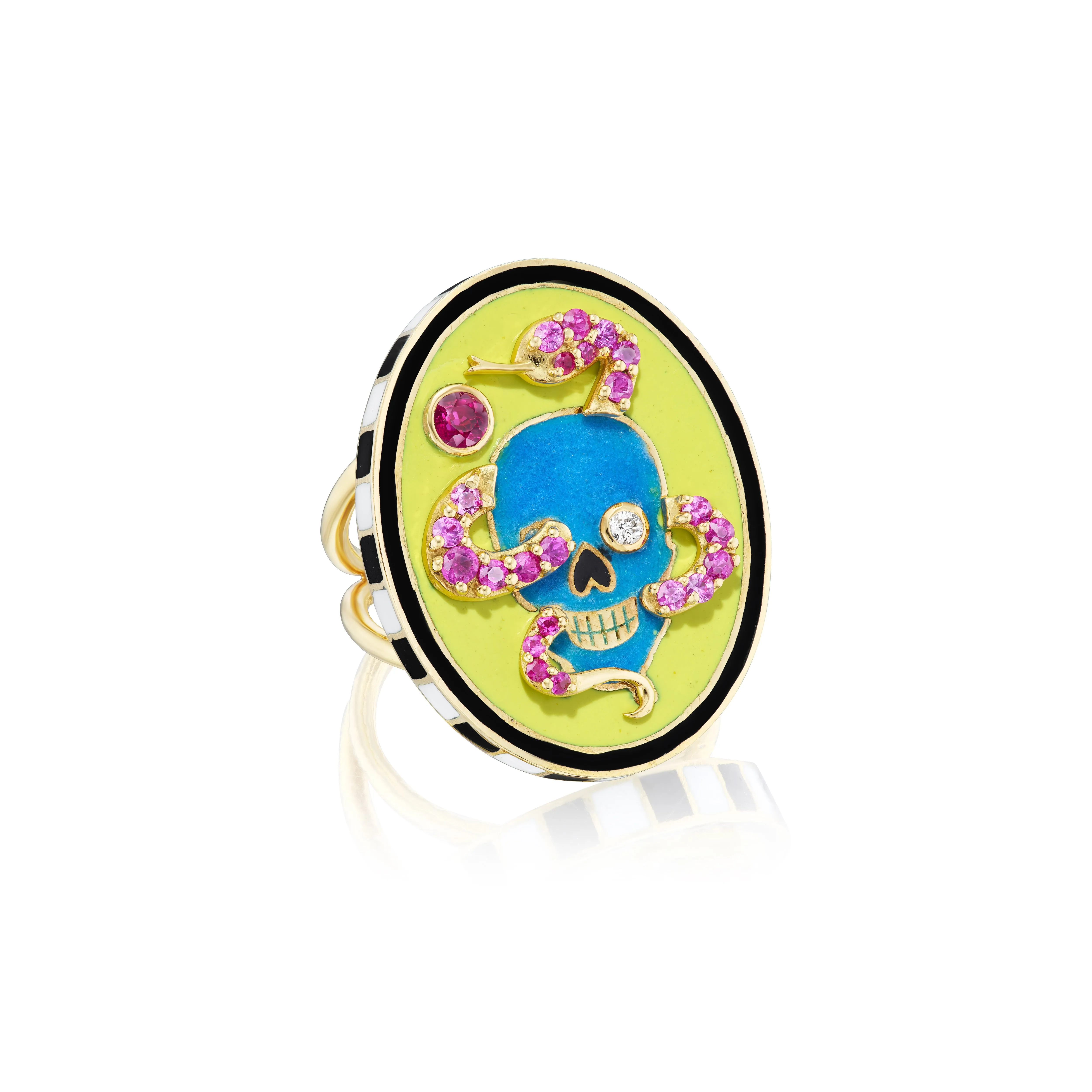 Skull & Snake Enamel Ring
