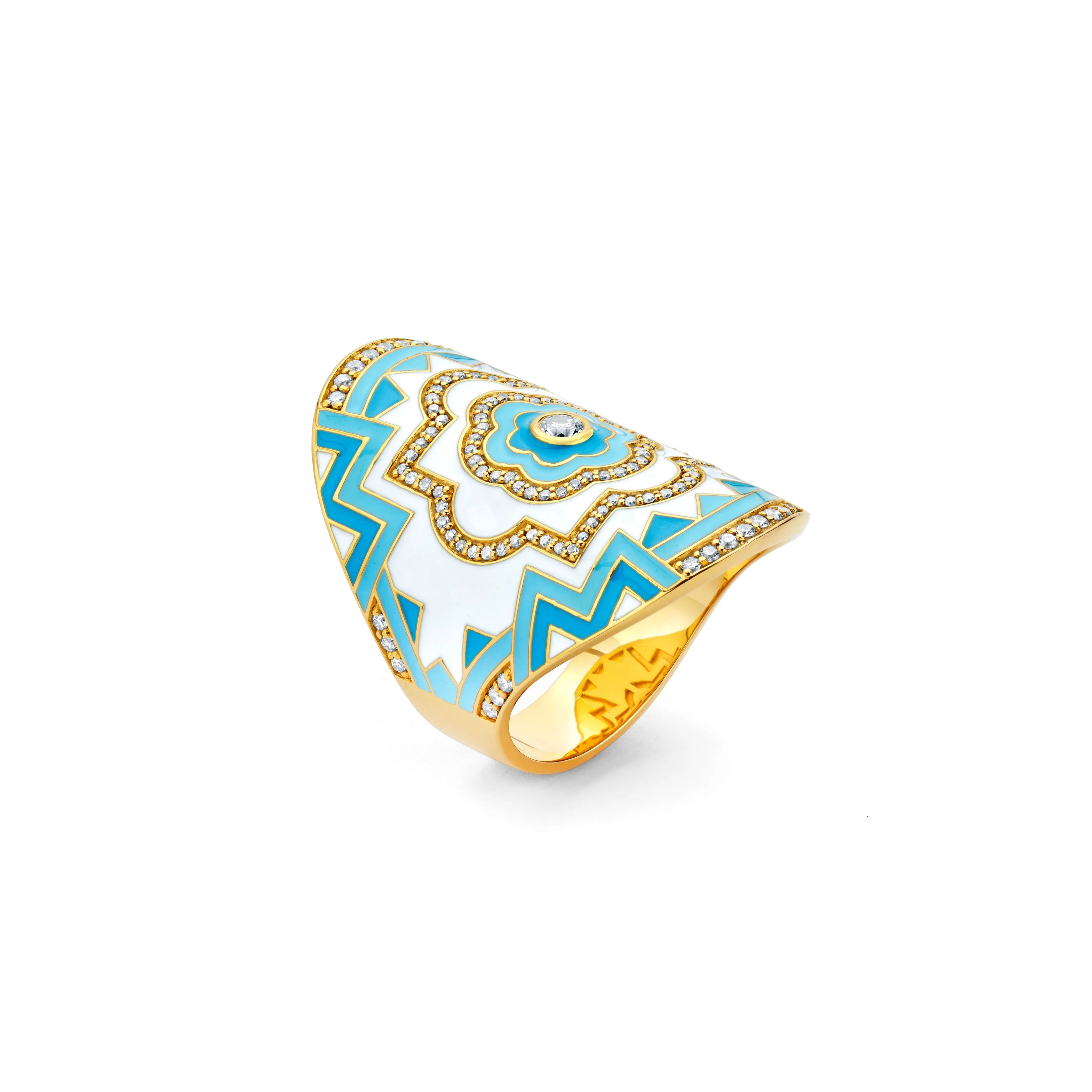 Sky Blue Enamel Mandala Wrap Ring