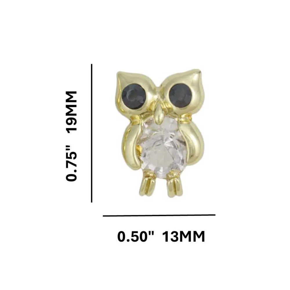 Small Crystal Owl Stud Pierced Earring - REC578