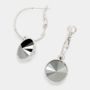 Small Hematite Austrian Crystal Dangle Earrings | 291517