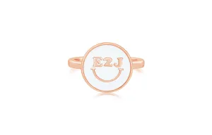 Smile White Enamel Rose Gold Plated Girl's Rings Earth2Jane Size 5