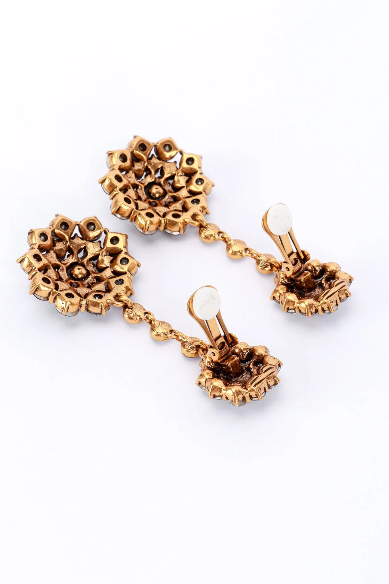 Smoky Crystal Flower Burst Drop Earrings