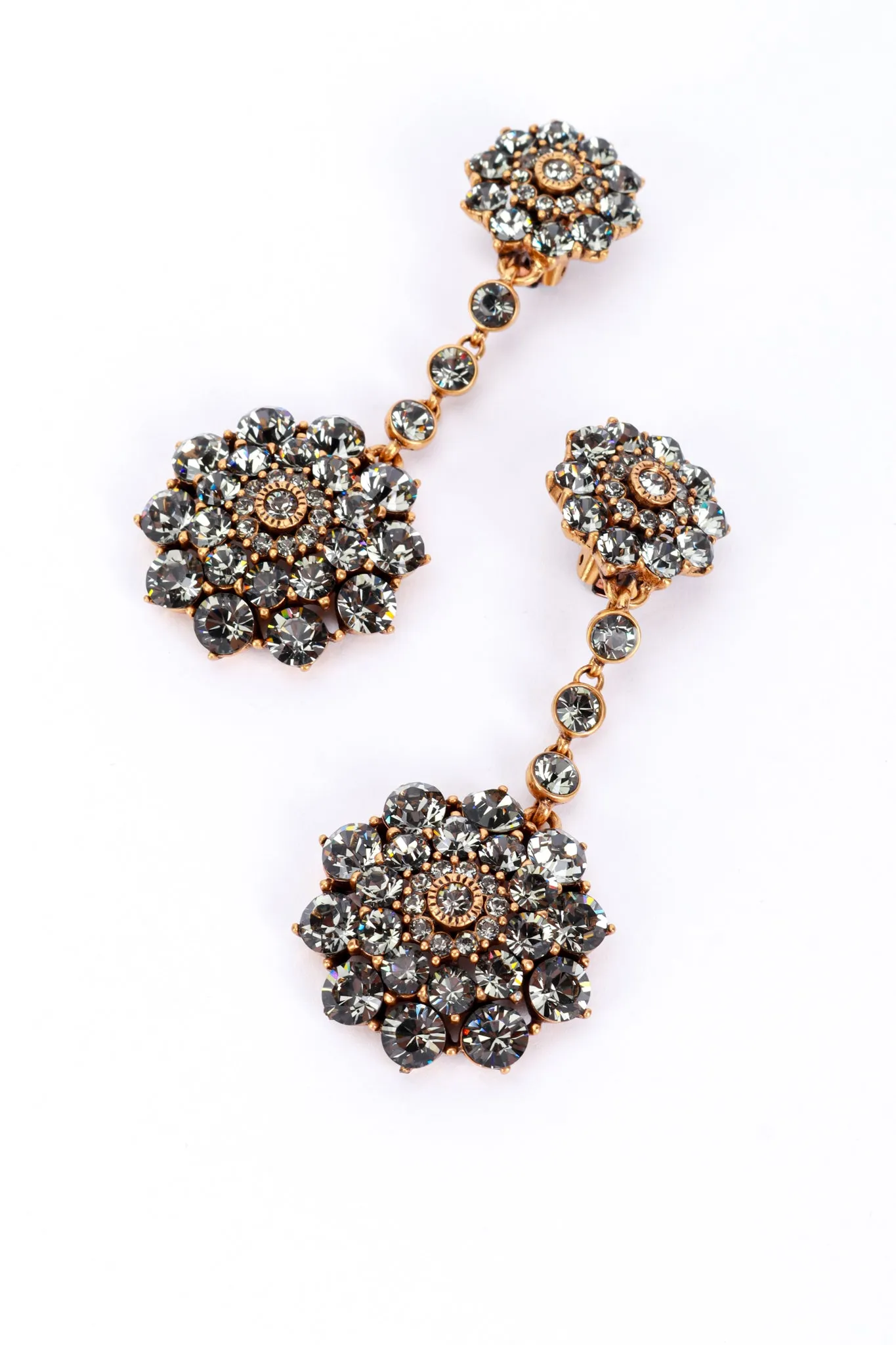 Smoky Crystal Flower Burst Drop Earrings