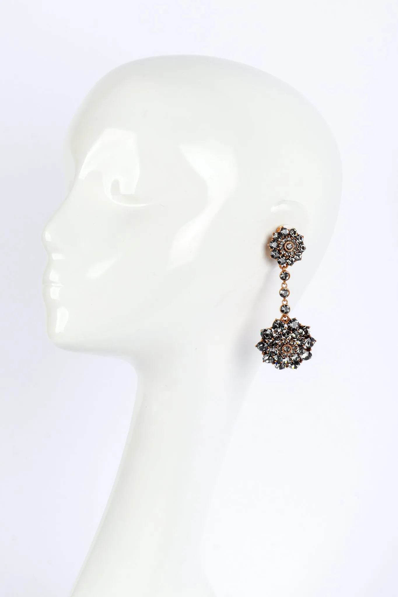 Smoky Crystal Flower Burst Drop Earrings