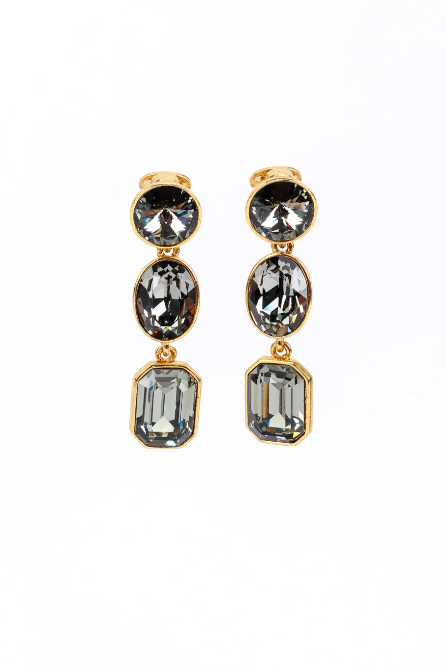 Smoky Crystal Link Drop Earrings