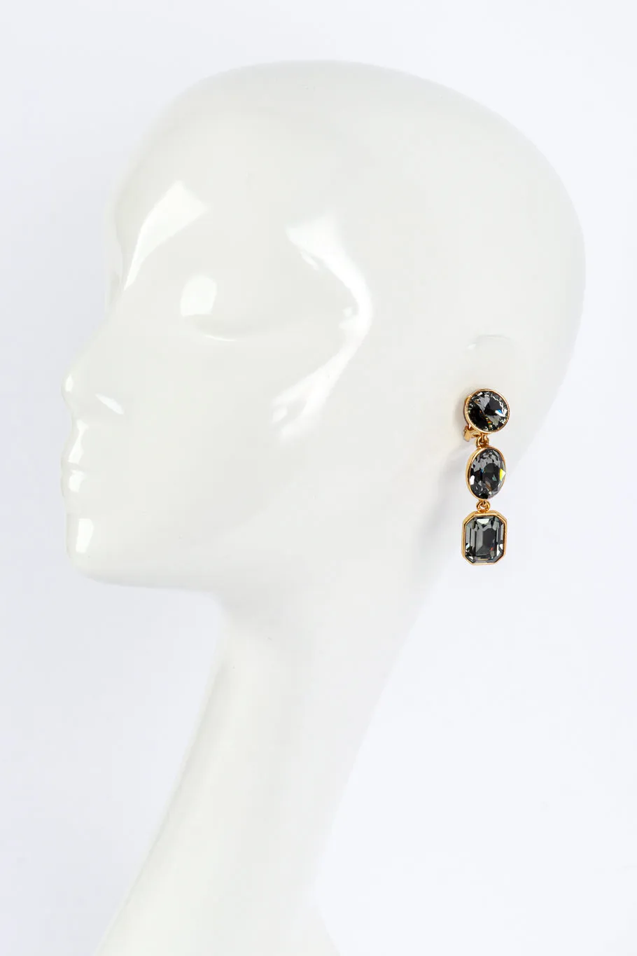 Smoky Crystal Link Drop Earrings