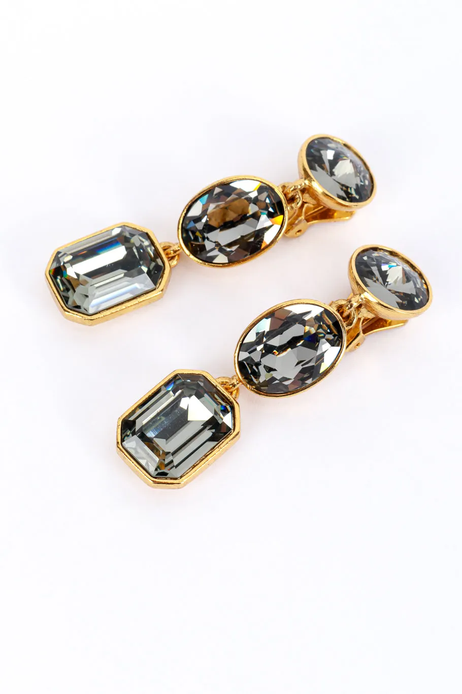 Smoky Crystal Link Drop Earrings