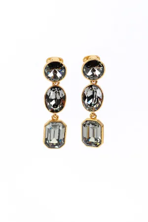 Smoky Crystal Link Drop Earrings