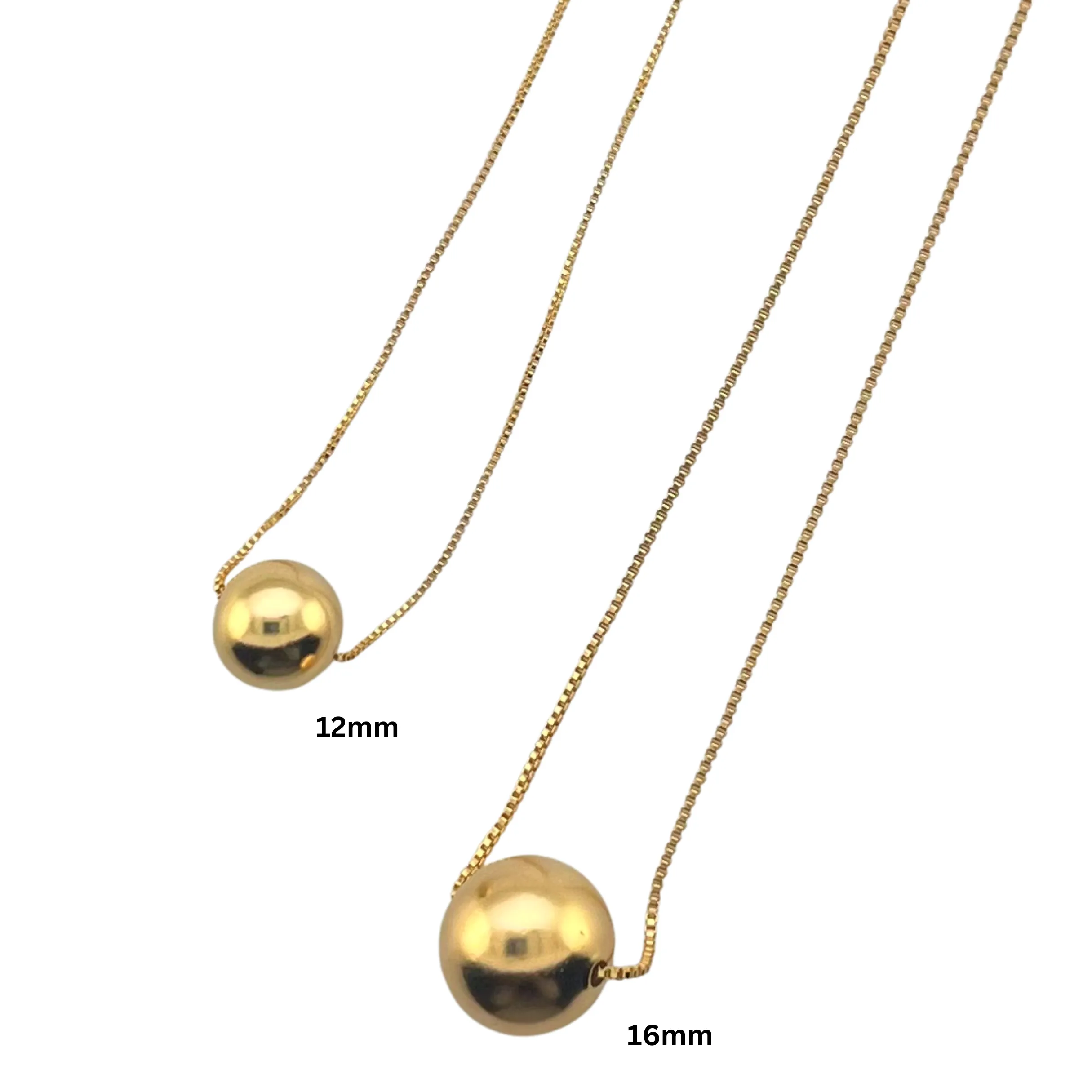 SN444A 18''  18K Gold Plated chain with a 12’’ ball pendent