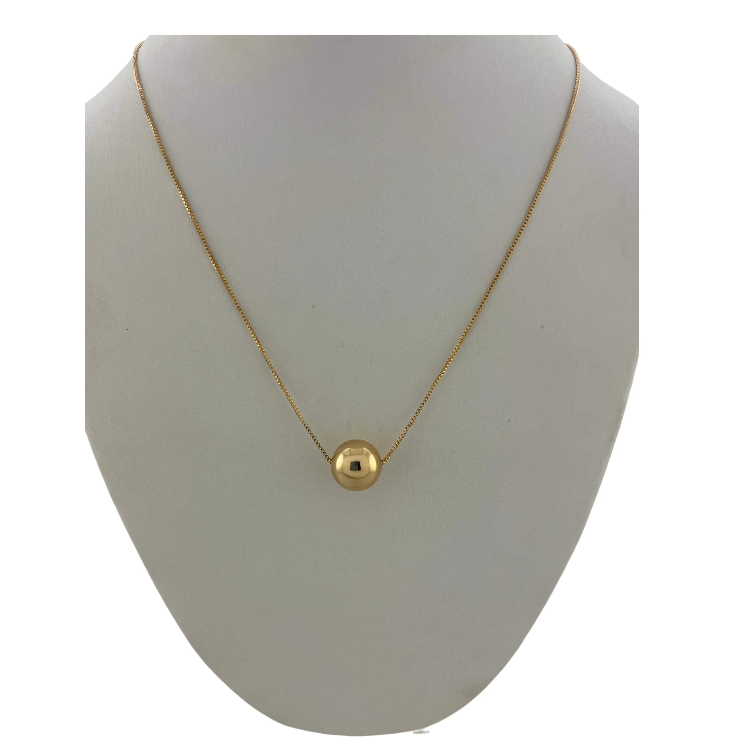 SN444A 18''  18K Gold Plated chain with a 12’’ ball pendent