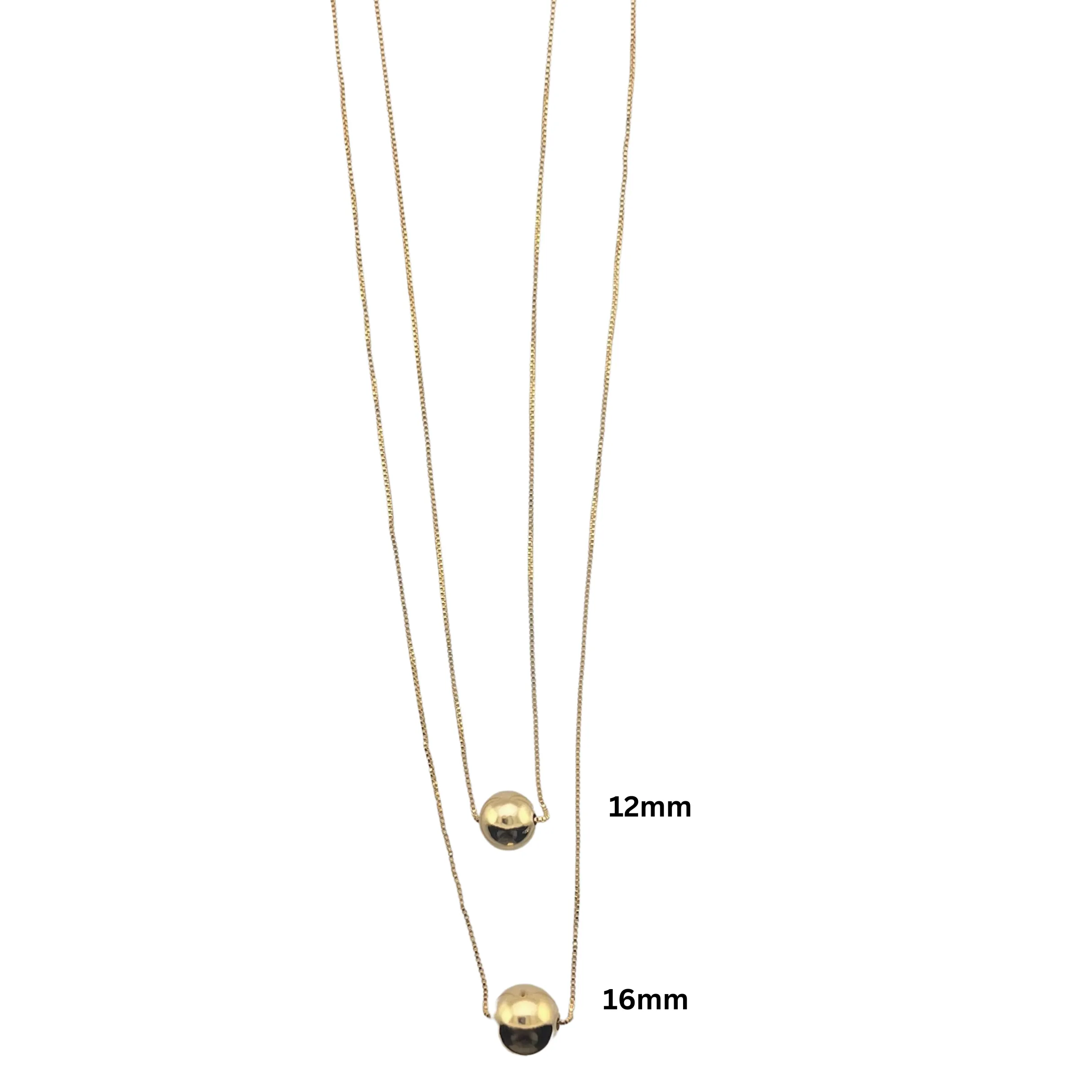 SN444A 18''  18K Gold Plated chain with a 12’’ ball pendent