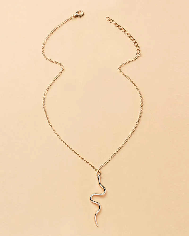 Snake Shaped Pendant Chain Necklace