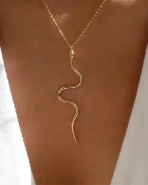 Snake Shaped Pendant Chain Necklace