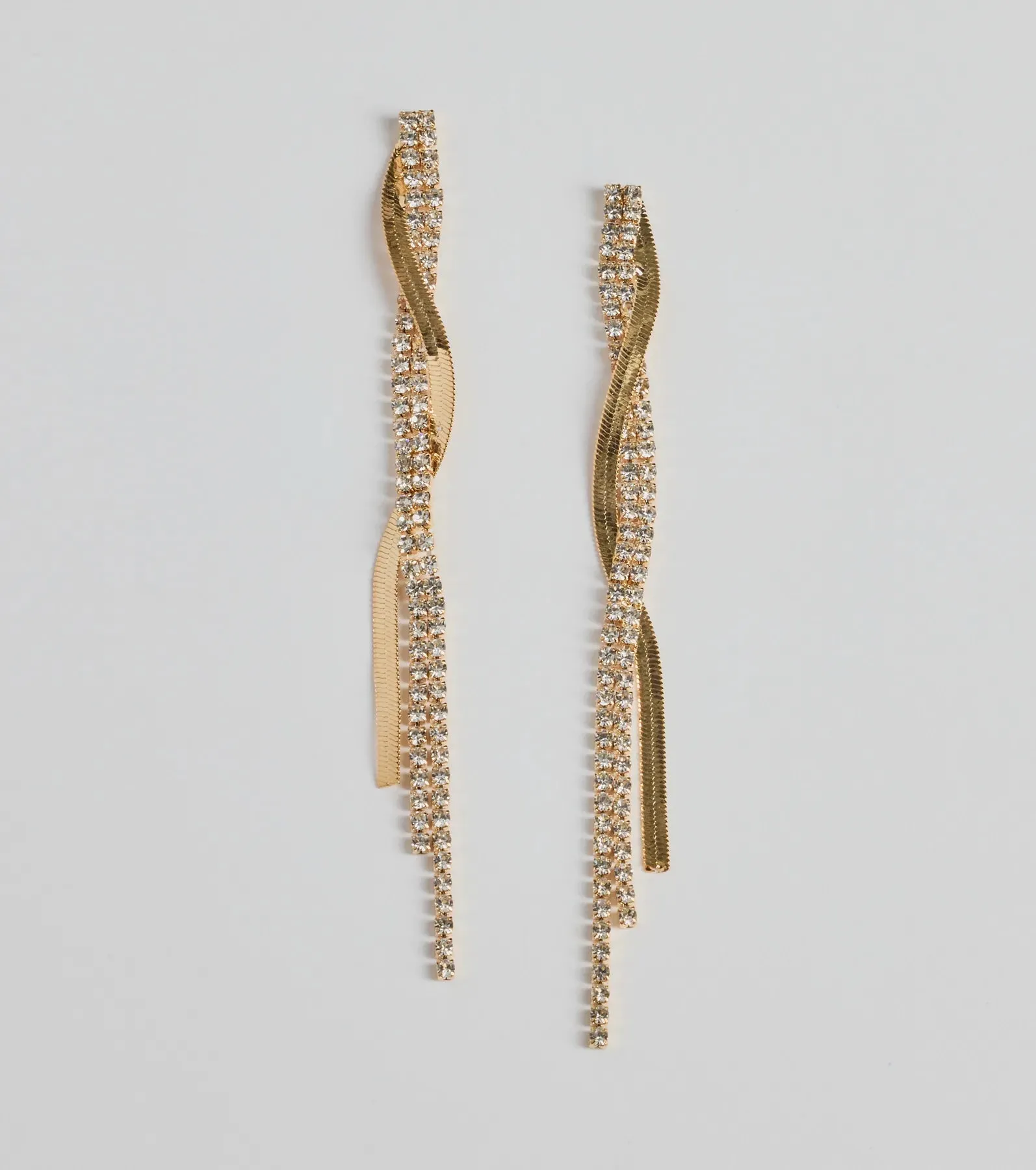So Elevated Rhinestone Chain Twist Earrings