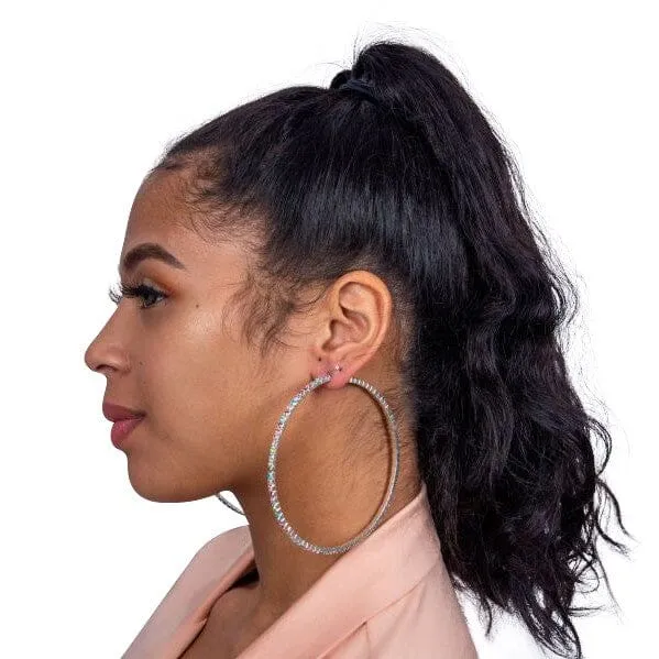 So Icy Multicolor Rhinestone Hoop Earrings