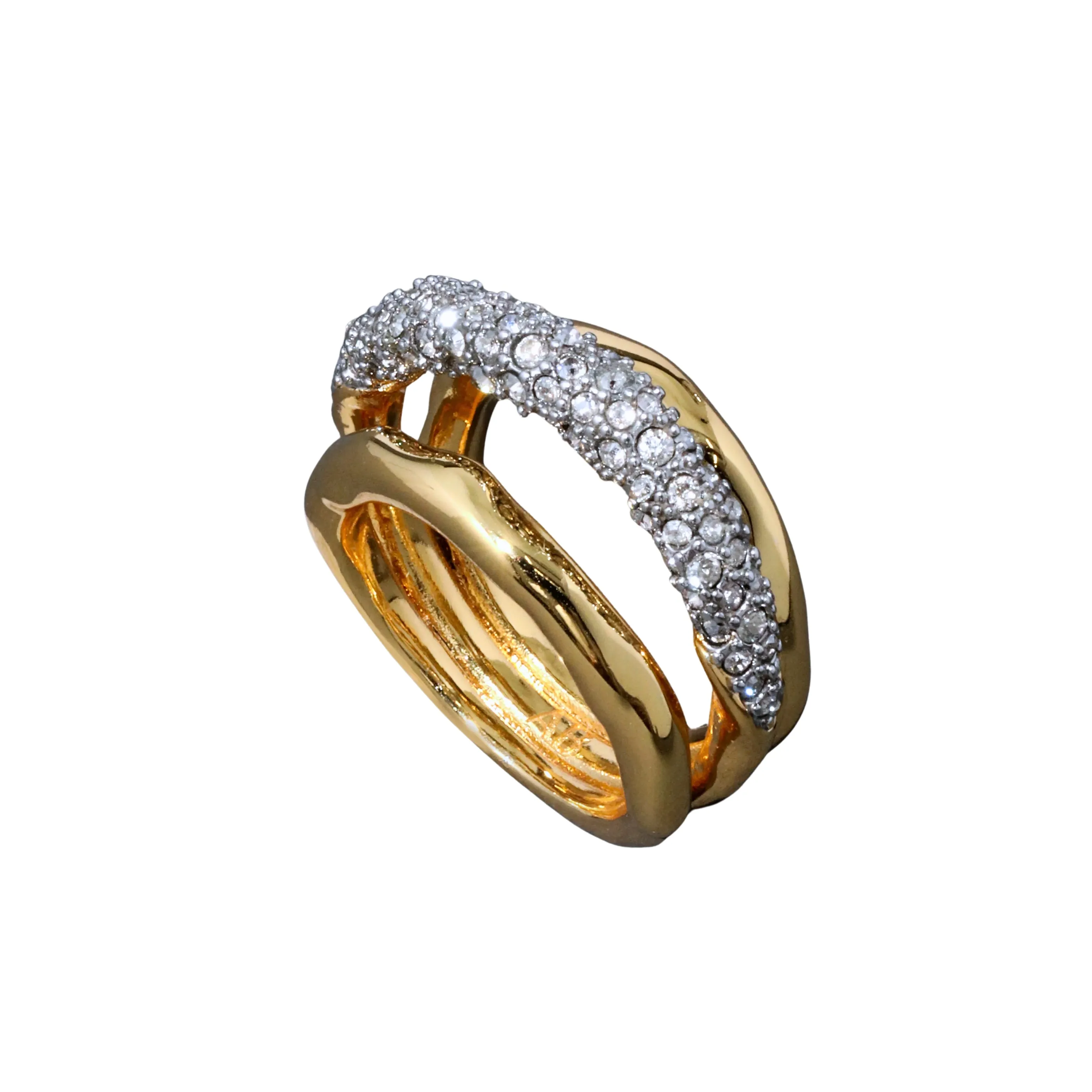Solanales Crystal Orbiting Ring - Gold - Size 7