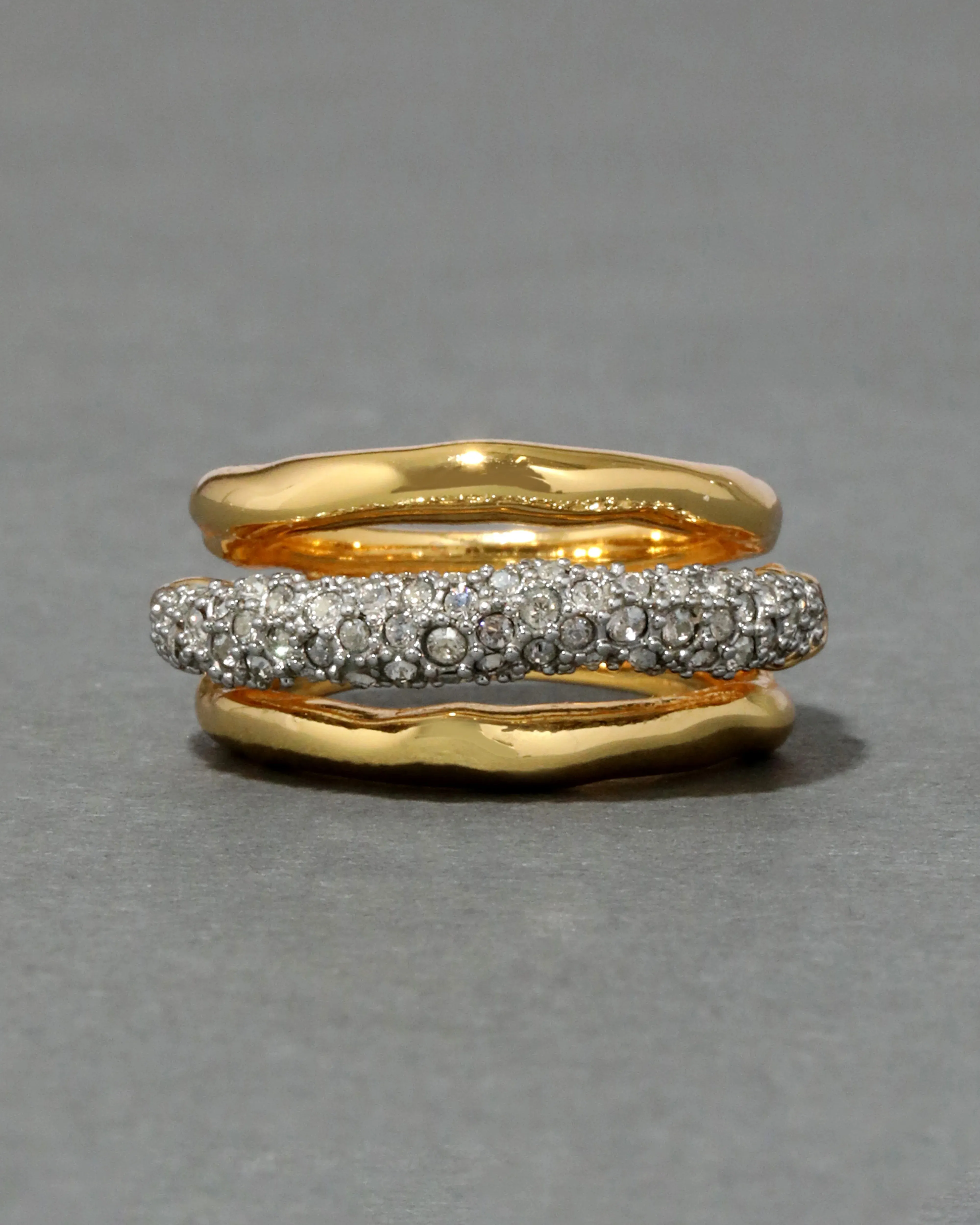 Solanales Crystal Orbiting Ring - Gold - Size 7