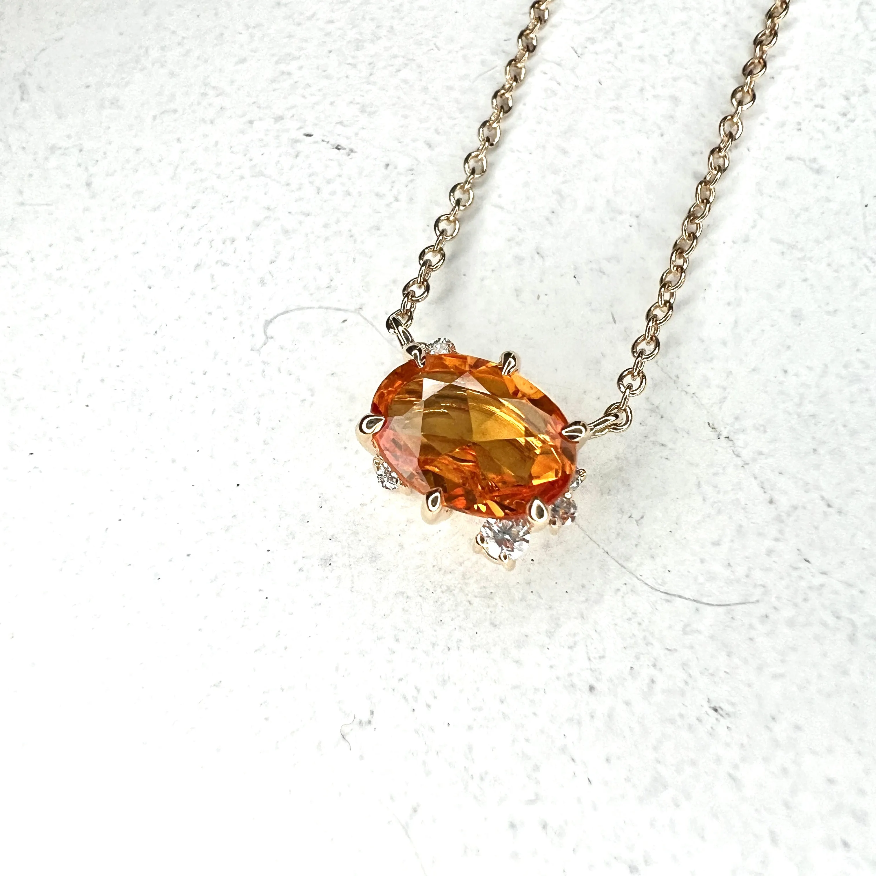 Solaris Natural Oval Sapphire & Diamond Layering Gold Necklace