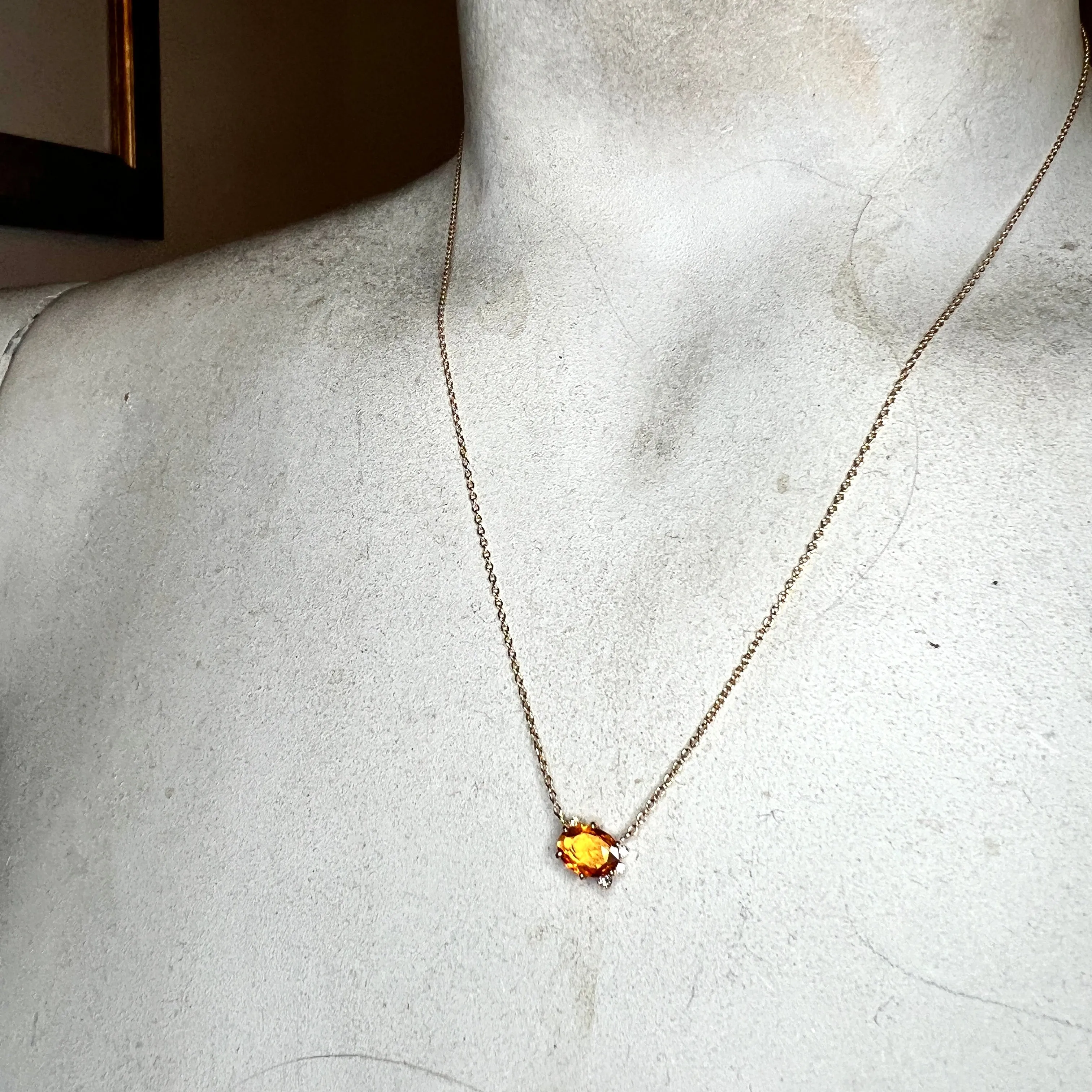 Solaris Natural Oval Sapphire & Diamond Layering Gold Necklace