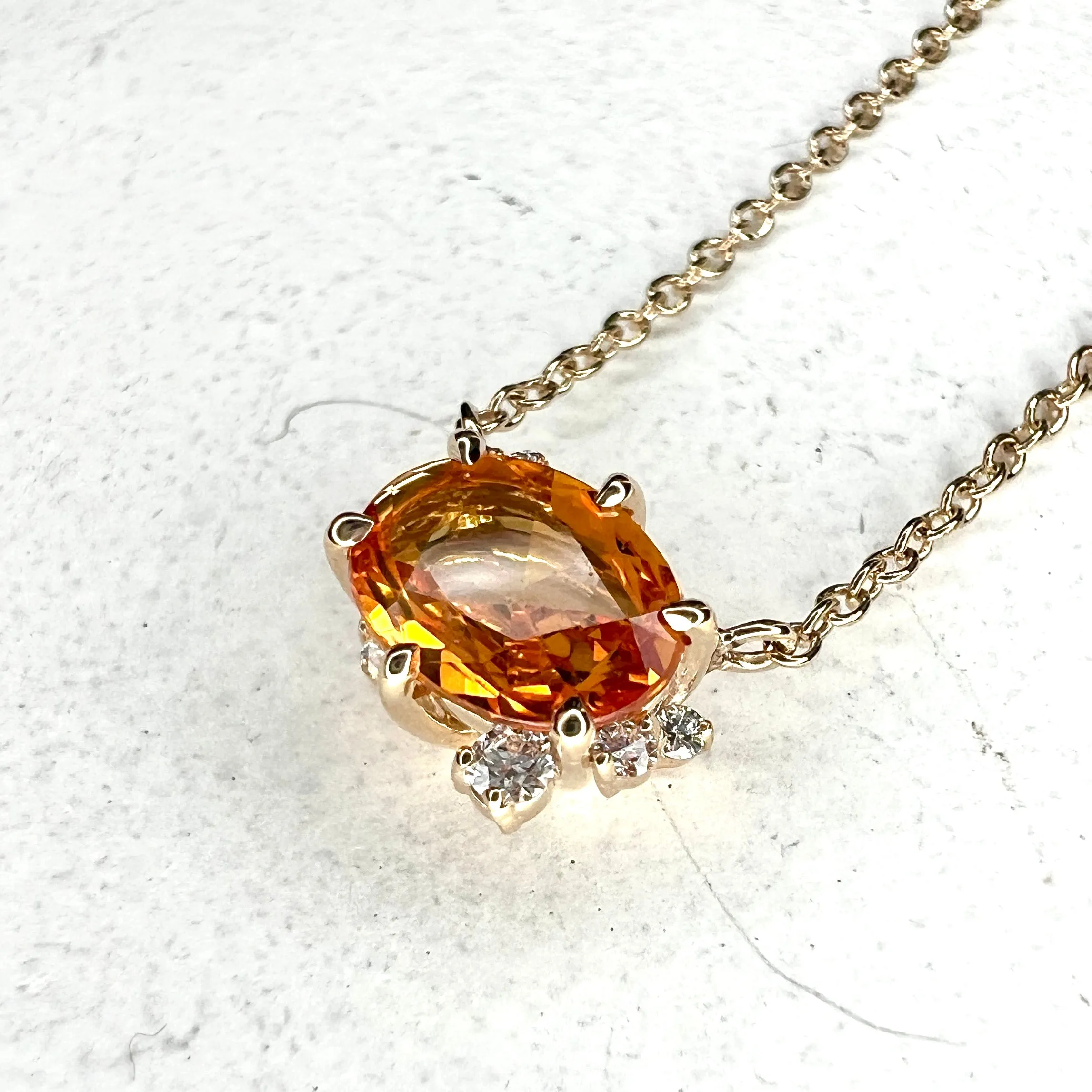 Solaris Natural Oval Sapphire & Diamond Layering Gold Necklace