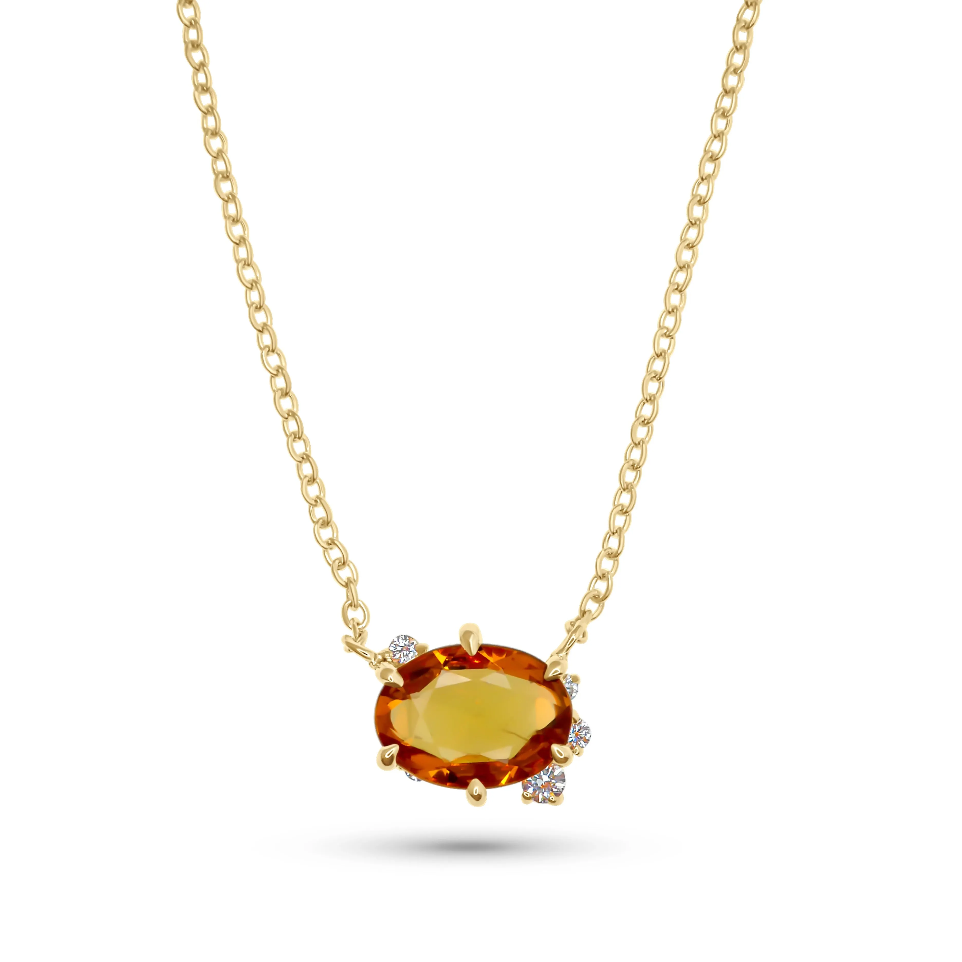 Solaris Natural Oval Sapphire & Diamond Layering Gold Necklace
