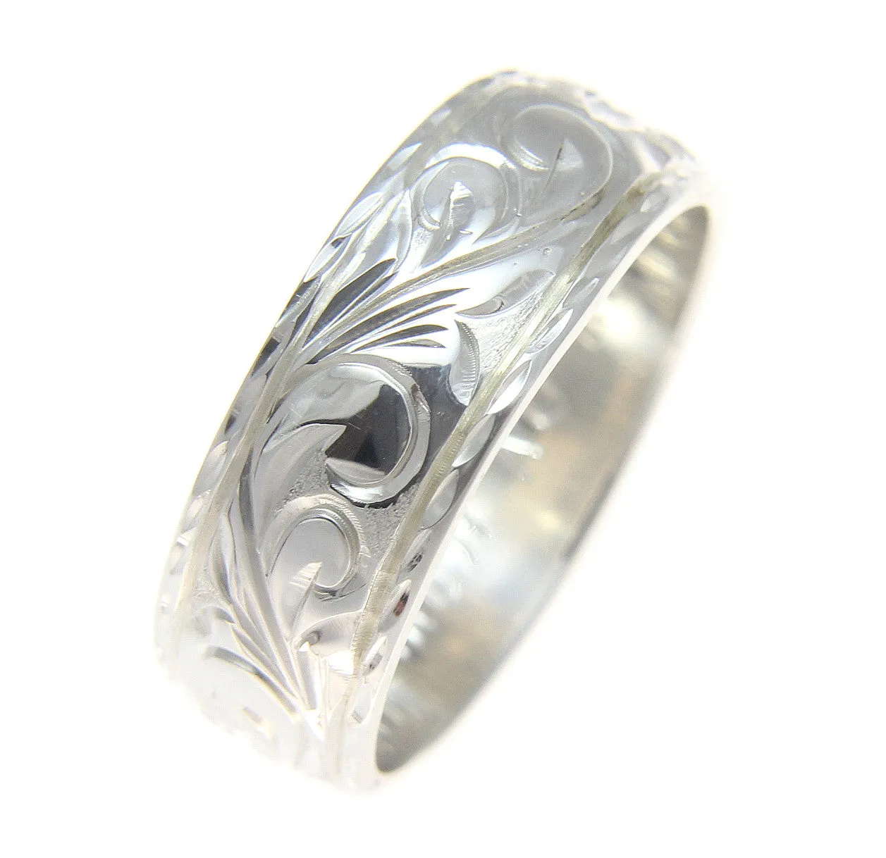 SOLID 925 STERLING SILVER PERSONALIZED CUSTOM 8MM HAWAIIAN RING BLACK ENAMEL