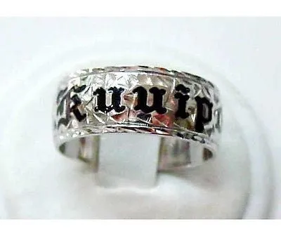 SOLID 925 STERLING SILVER PERSONALIZED CUSTOM 8MM HAWAIIAN RING BLACK ENAMEL