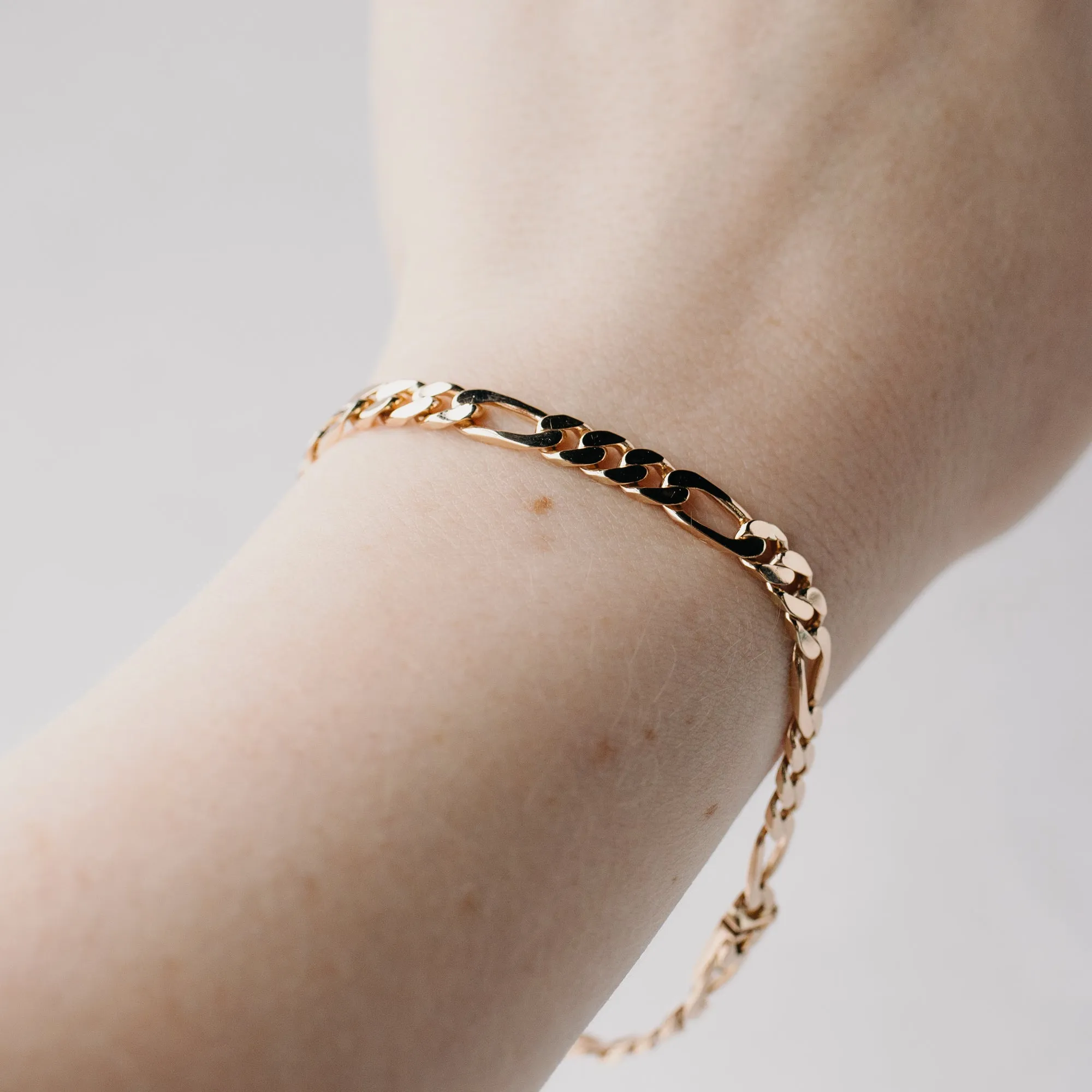 Solid Yellow Gold Link Figaro Bracelet