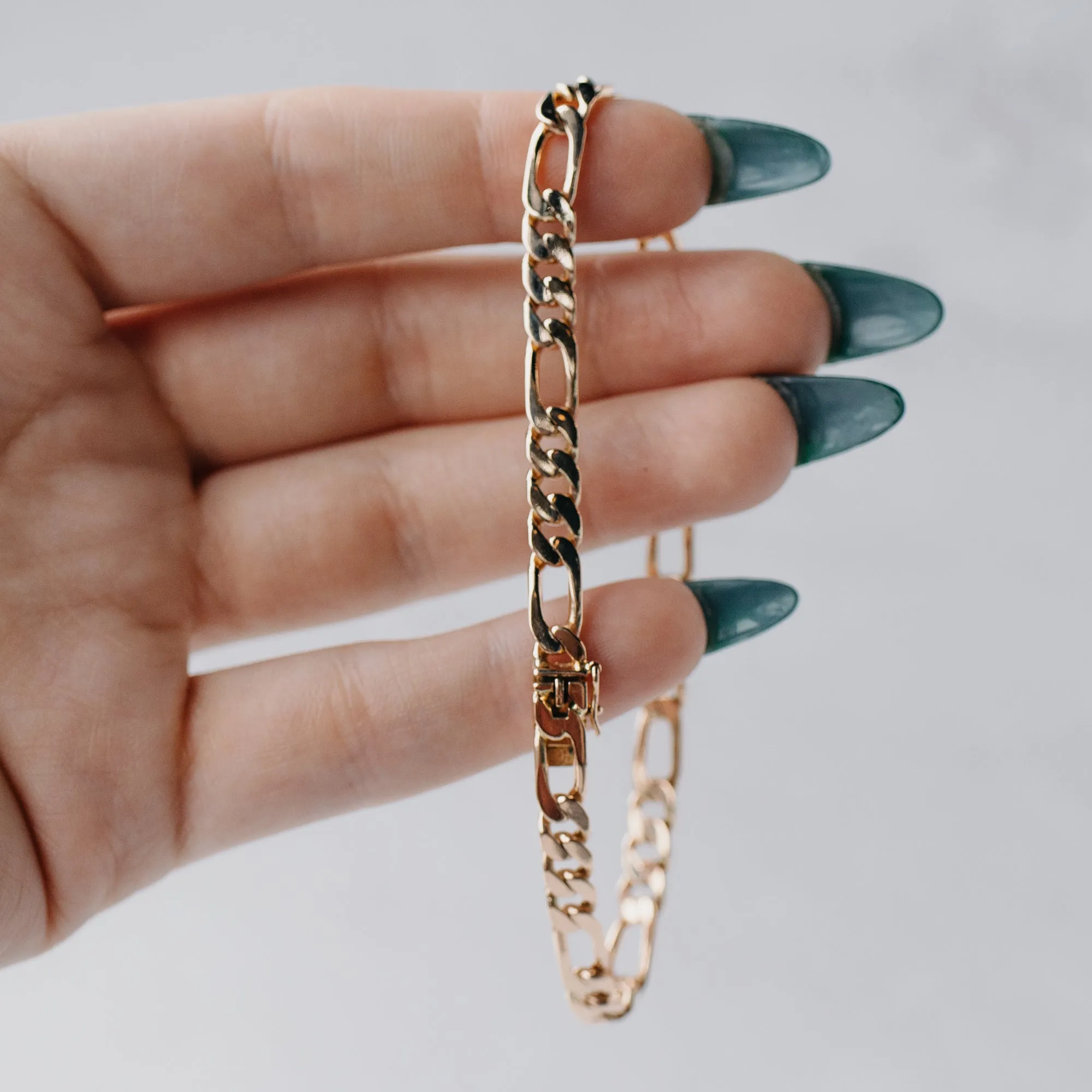 Solid Yellow Gold Link Figaro Bracelet