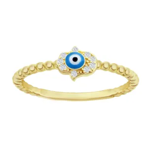 Sparkle Hamsa Evil Eye Ring