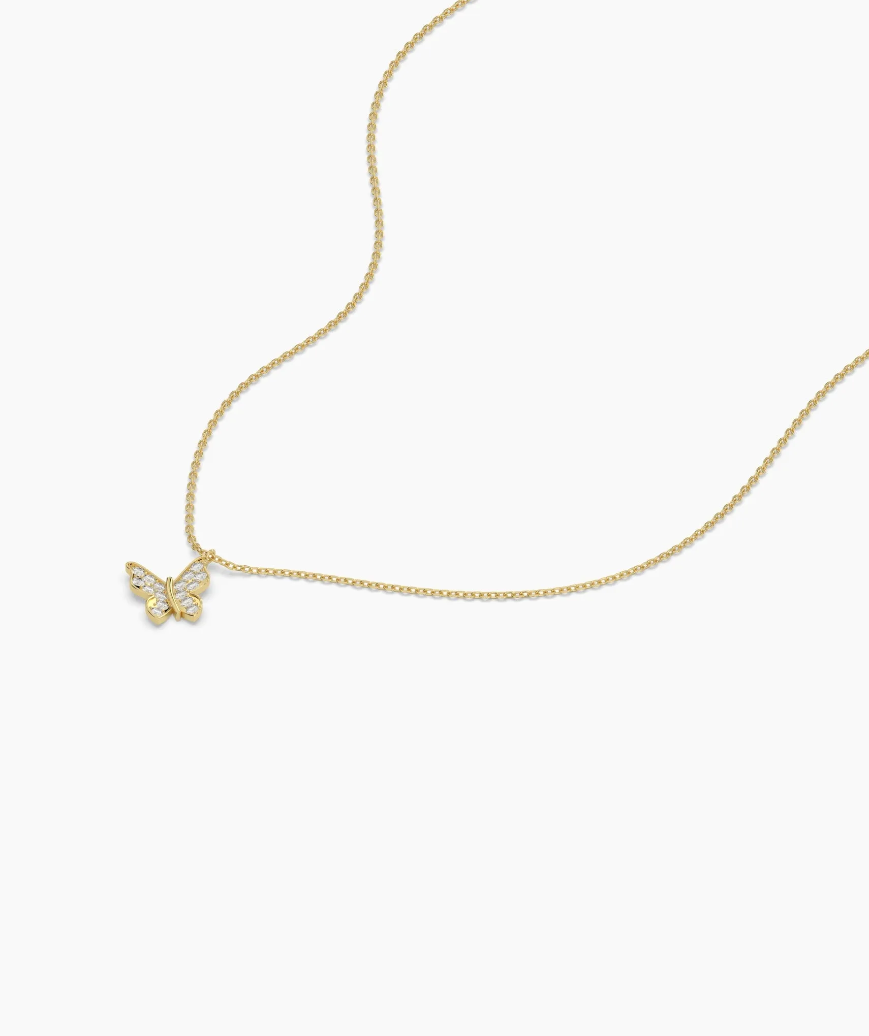 Sparkling Wings 14K Gold Butterfly Pendant