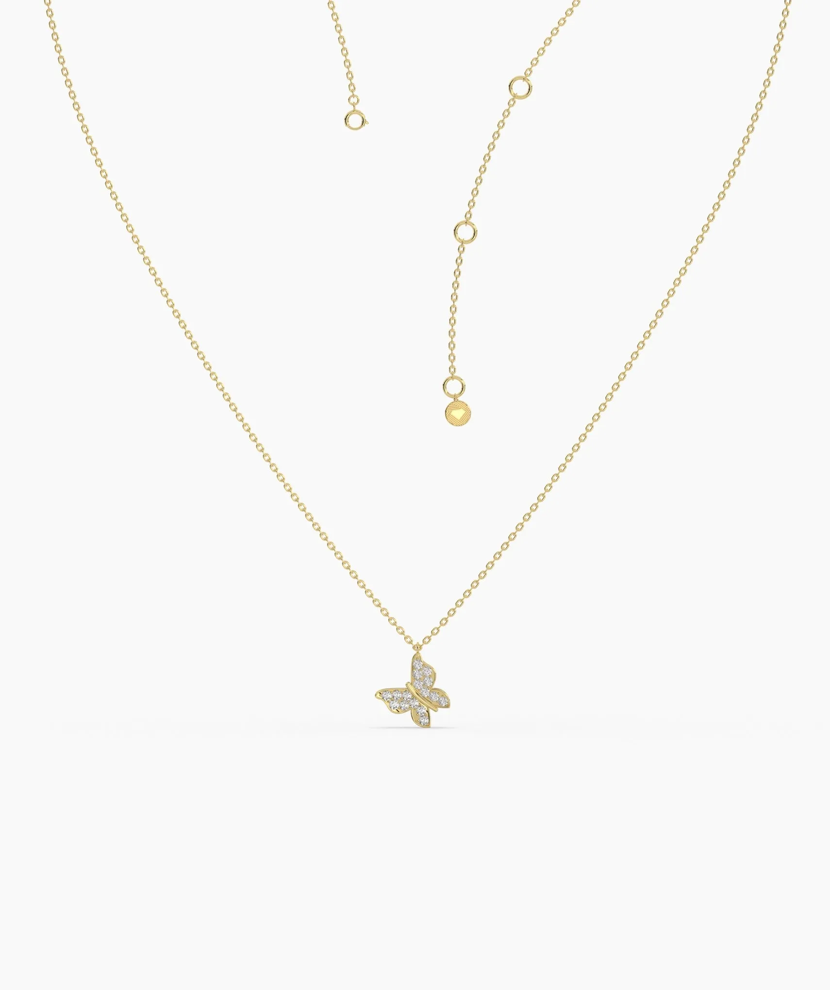 Sparkling Wings 14K Gold Butterfly Pendant