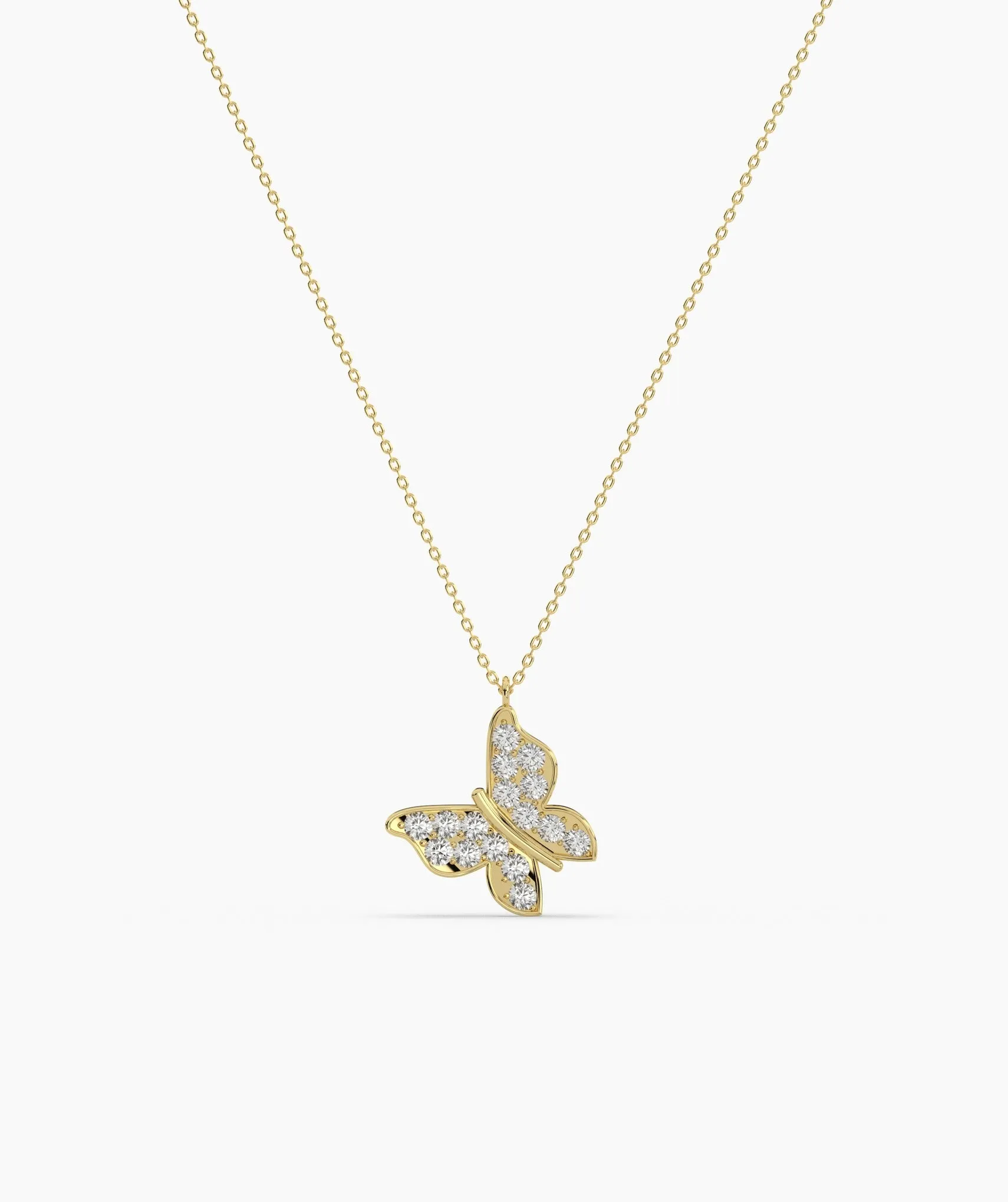 Sparkling Wings 14K Gold Butterfly Pendant