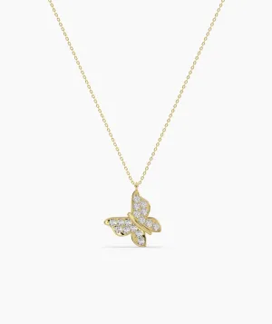 Sparkling Wings 14K Gold Butterfly Pendant