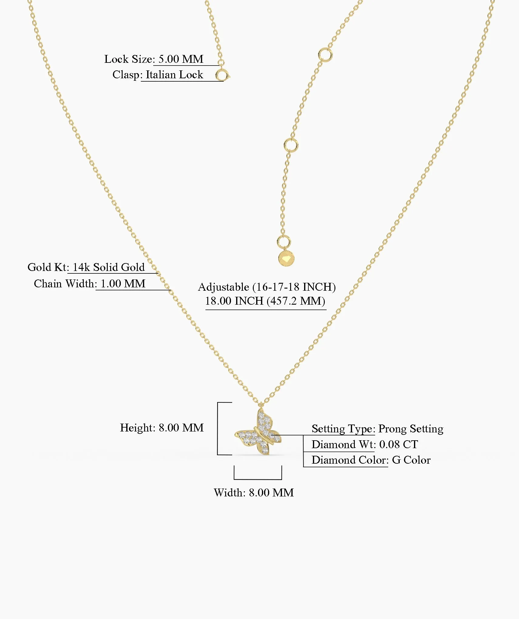 Sparkling Wings 14K Gold Butterfly Pendant