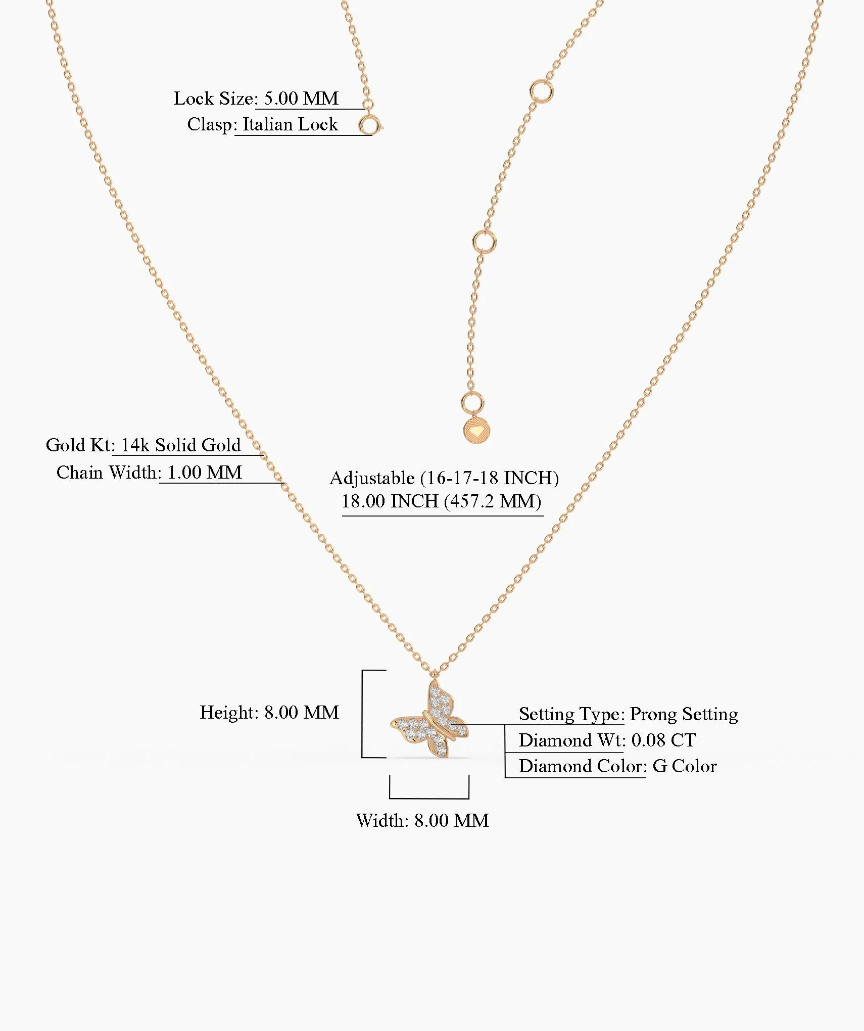 Sparkling Wings 14K Gold Butterfly Pendant