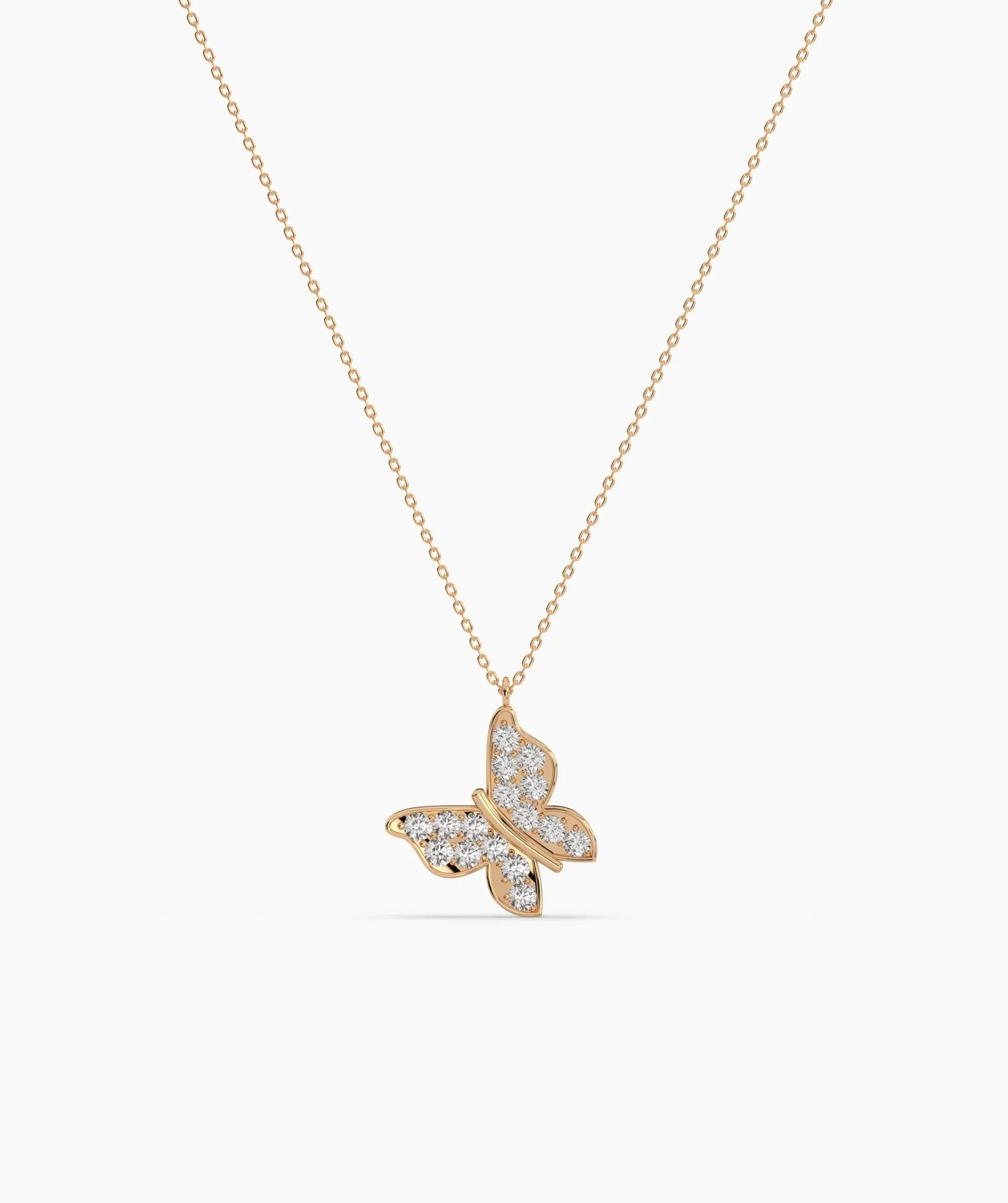 Sparkling Wings 14K Gold Butterfly Pendant