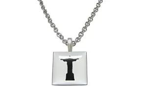 Square Christ The Redeemer Rio Statue Pendant Necklace