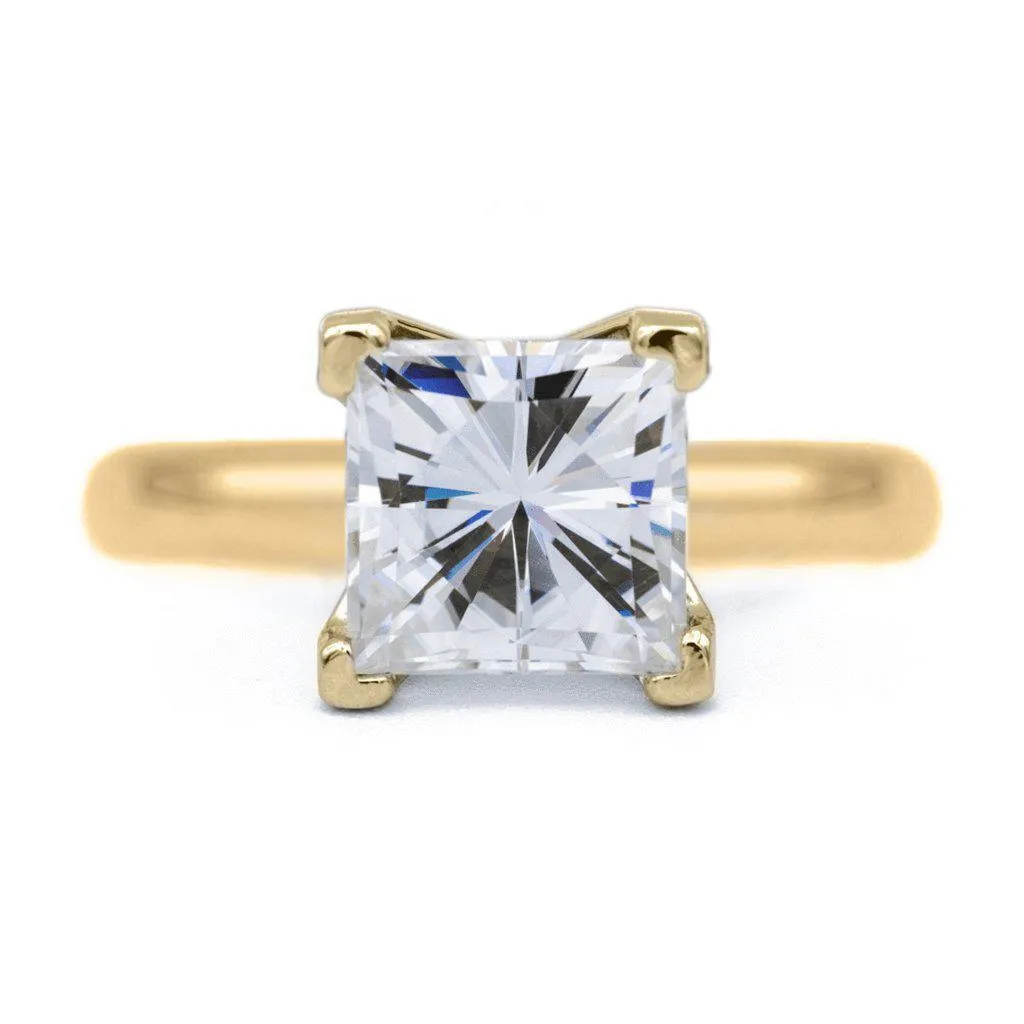 Square Moissanite 4 Prongs FANCY Solitaire Ring