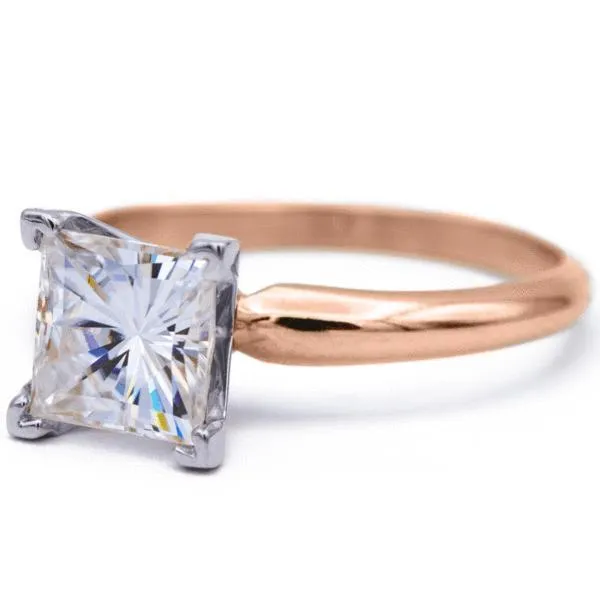 Square Moissanite 4 Prongs FANCY Solitaire Ring
