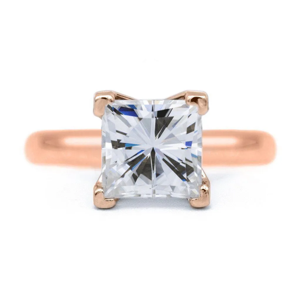 Square Moissanite 4 Prongs FANCY Solitaire Ring