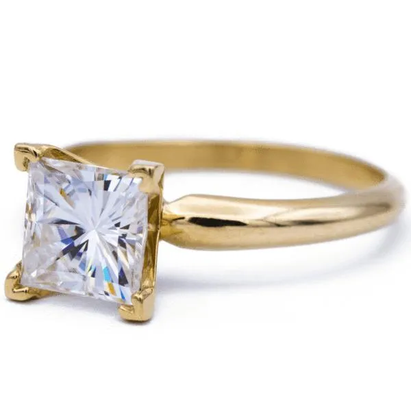 Square Moissanite 4 Prongs FANCY Solitaire Ring