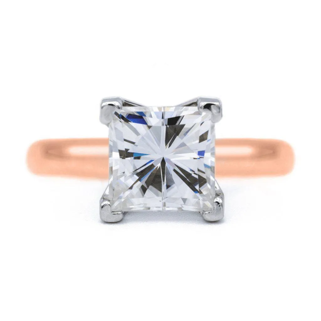 Square Moissanite 4 Prongs FANCY Solitaire Ring