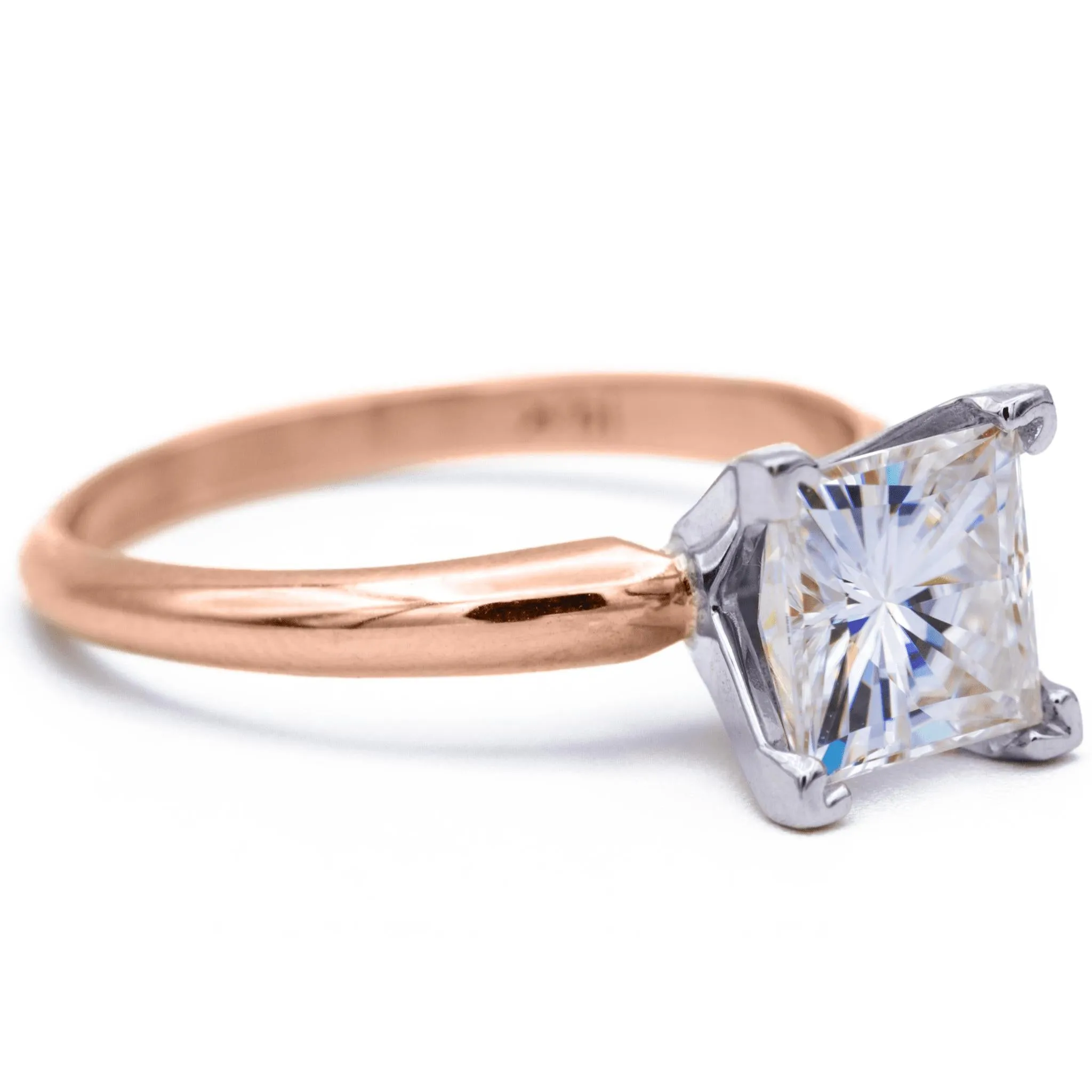 Square Moissanite 4 Prongs FANCY Solitaire Ring