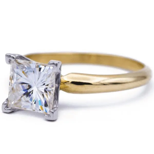 Square Moissanite 4 Prongs FANCY Solitaire Ring