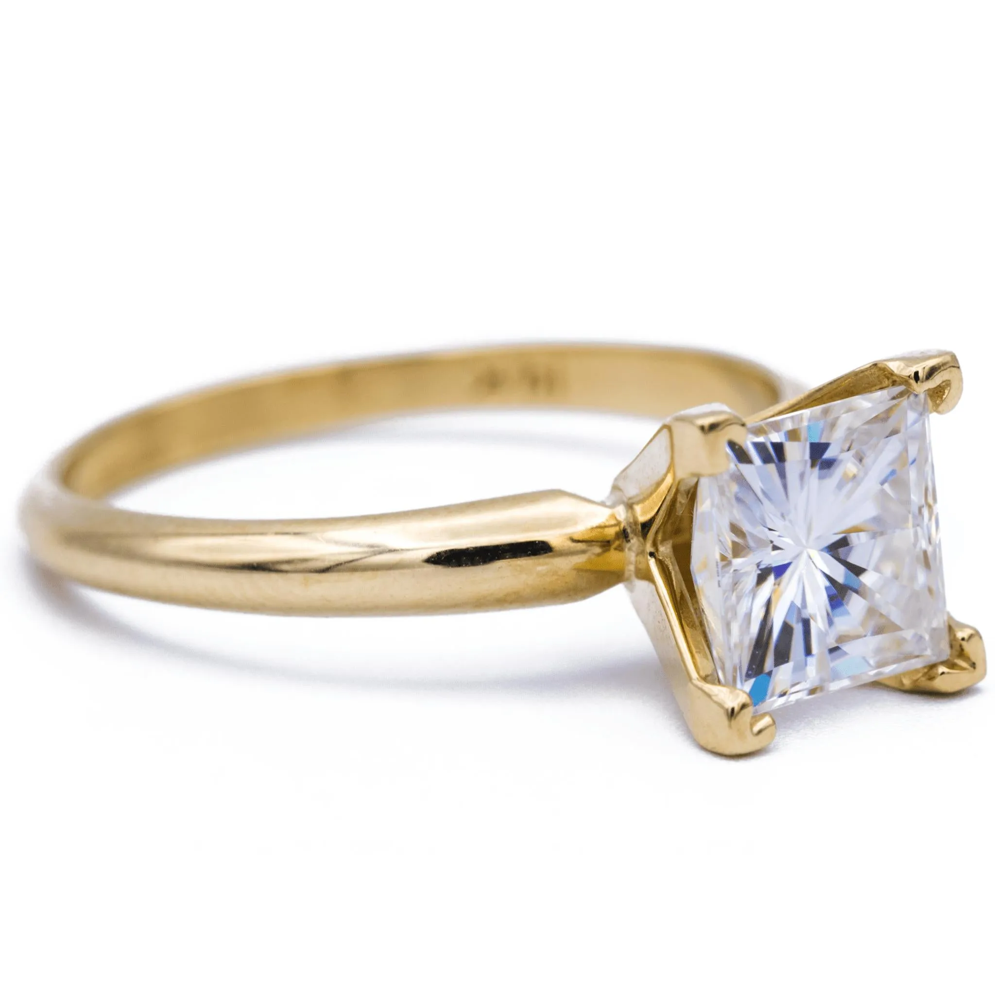 Square Moissanite 4 Prongs FANCY Solitaire Ring